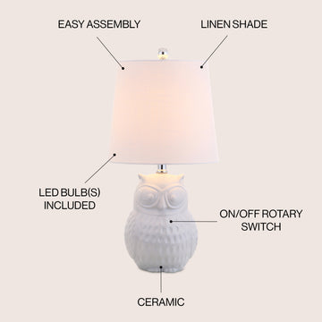 Hoot 20.5" Ceramic Mini LED Table Lamp - JONATHAN Y